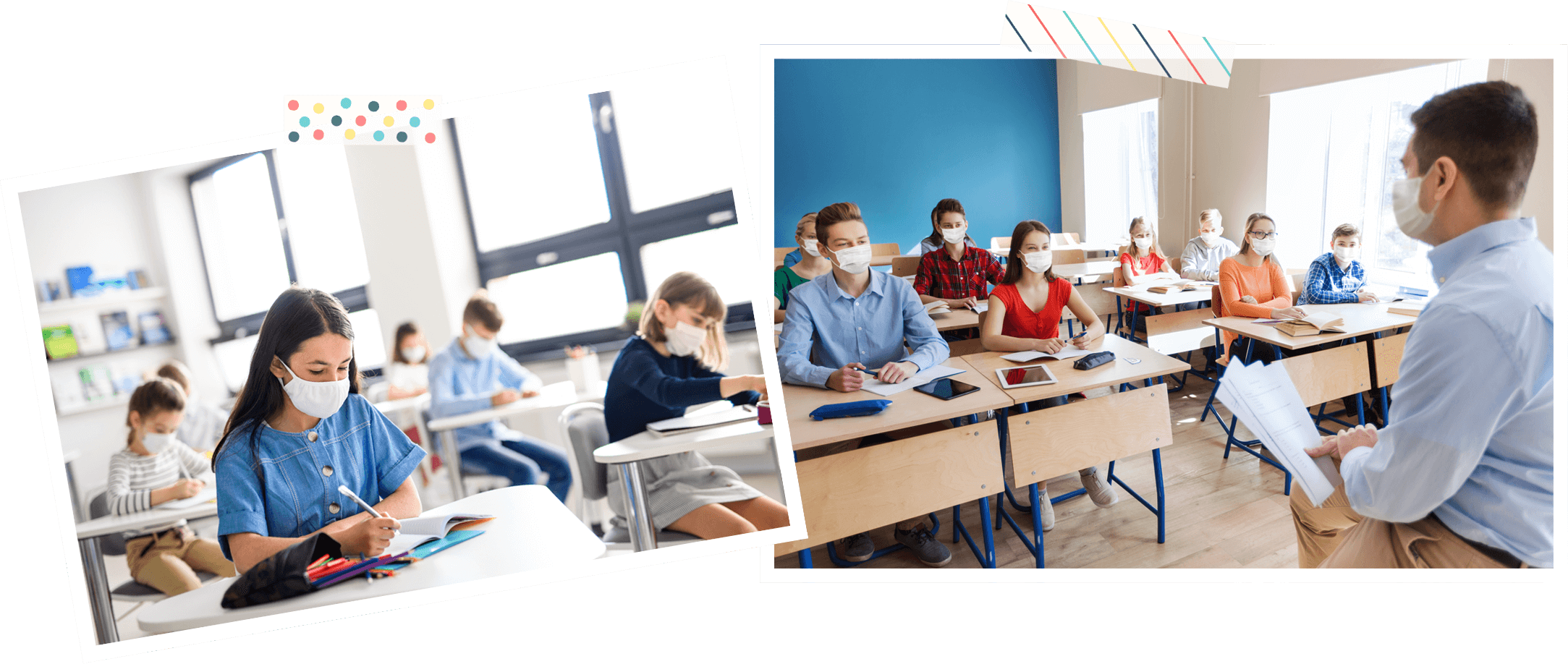 Masked students in classroom from educational consultant back to school guidance